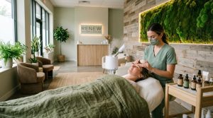 eco-concious, modern aesthetic clinic  with natural elements